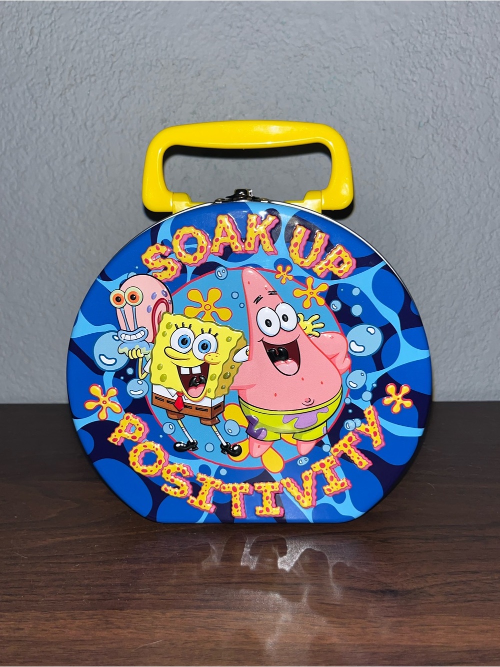 SpongeBob & Patrick 'Soak Up Positivity' Yellow Handle Tin Lunchbox